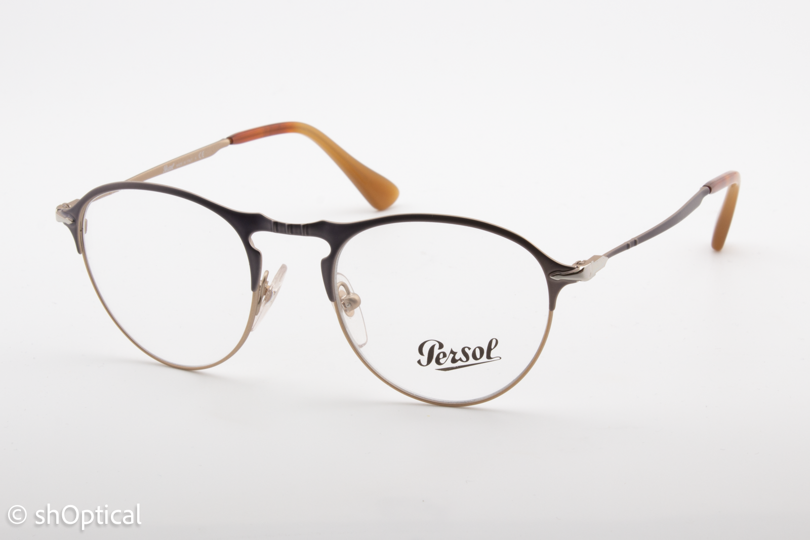 Persol 7092-V  Male Round Glasses Frame Grey/Bronze 48mm