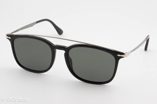 Persol 3173-S 95/58 Mens Full Rim Sunglasses Black & Silver 54mm