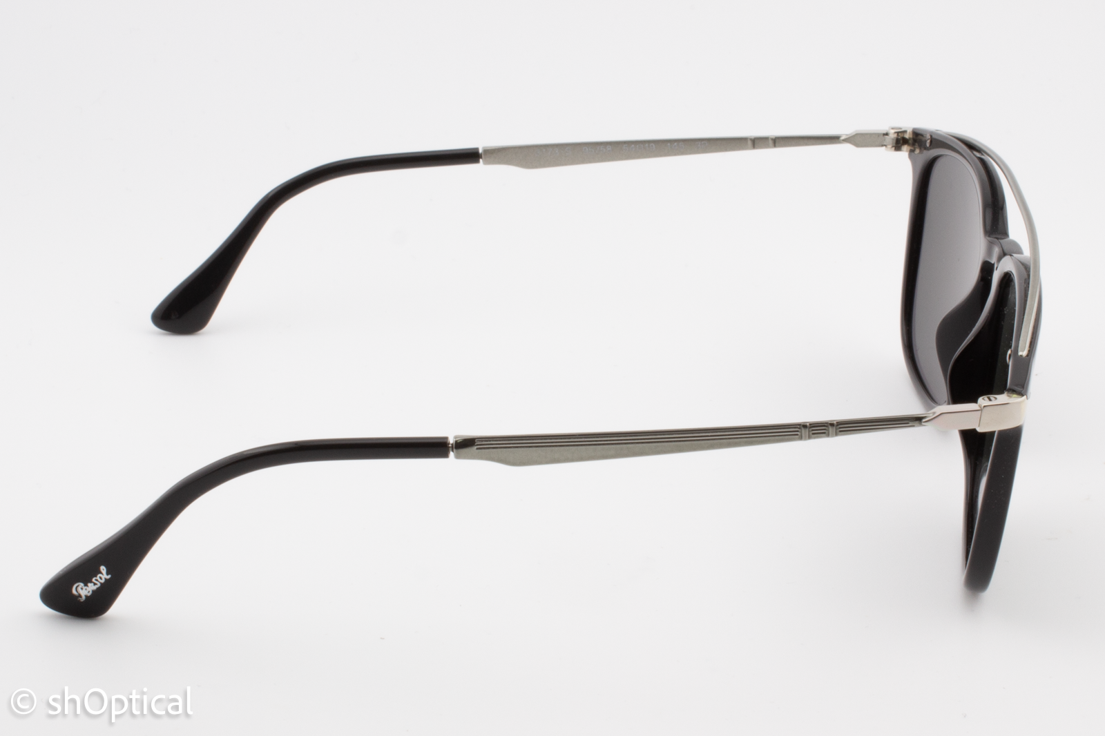 Persol 3173-S 95/58 Mens Full Rim Sunglasses Black & Silver 54mm