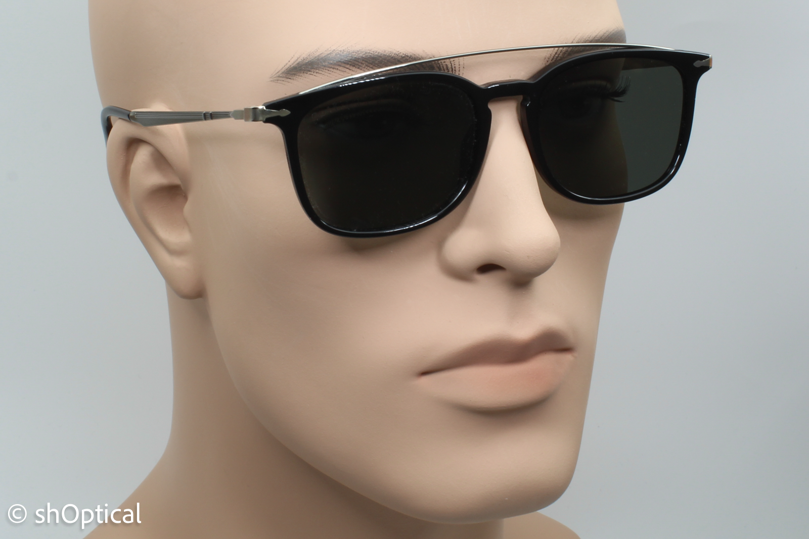 Persol 3173-S 95/58 Mens Full Rim Sunglasses Black & Silver 54mm