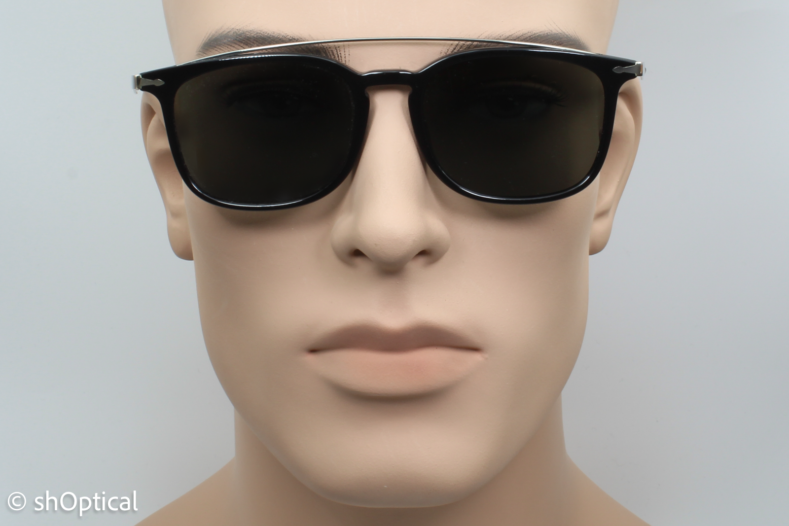 Persol 3173-S 95/58 Mens Full Rim Sunglasses Black & Silver 54mm