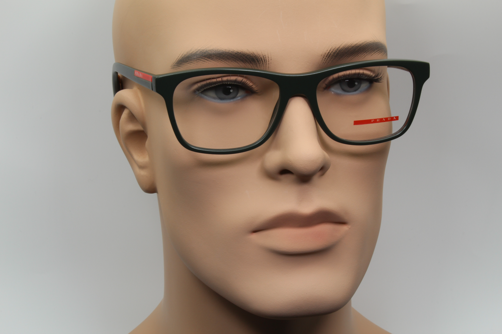 Prada VPS01F  Unisex Square Glasses Frame Dark Matte Green 55mm