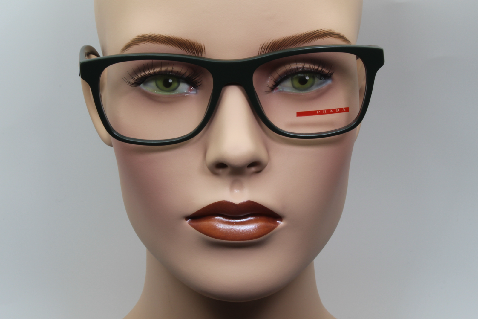 Prada VPS01F  Unisex Square Glasses Frame Dark Matte Green 55mm