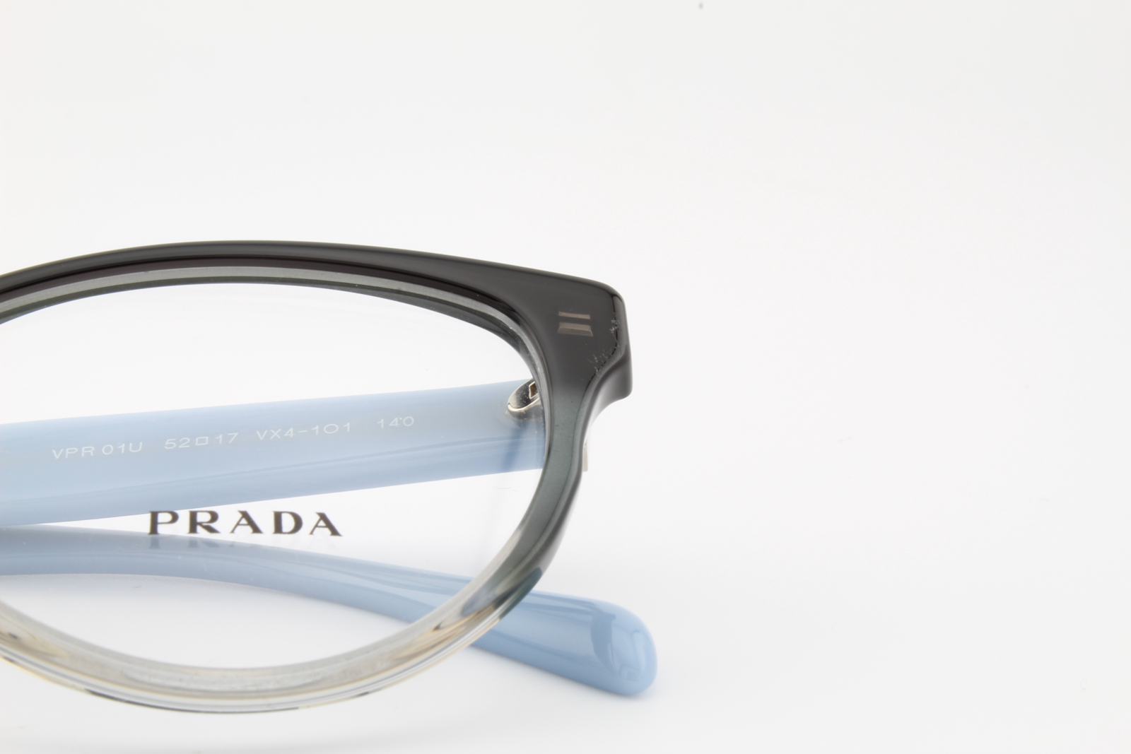 Prada VPR01U  Female Cat Eye Glasses Frame Gloss Transparent Grey, Black, Blue 52mm