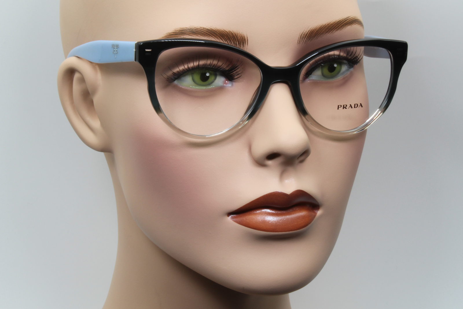 Prada VPR01U  Female Cat Eye Glasses Frame Gloss Transparent Grey, Black, Blue 52mm