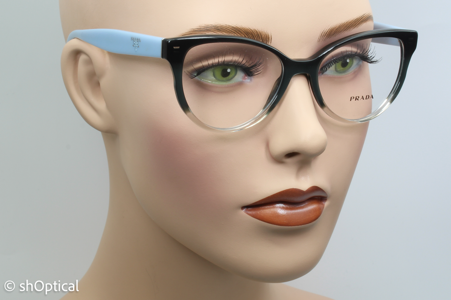 Prada VPR01U  Female Cat Eye Glasses Frame Blue Gradient 52mm