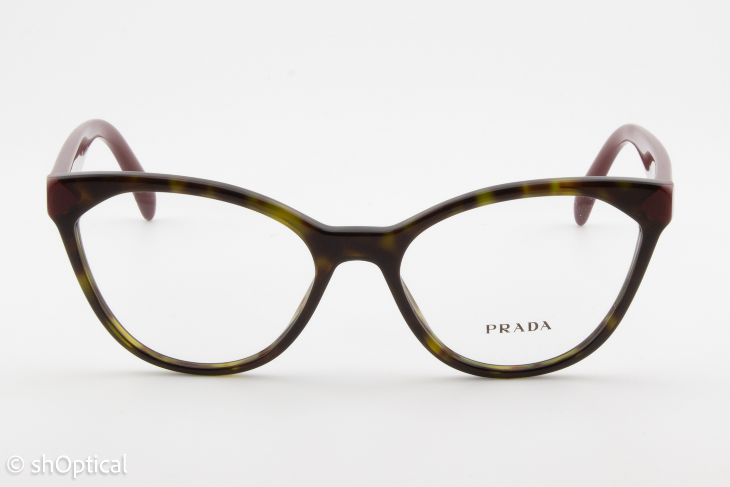 Prada VPR02T  Female Cat Eye Glasses Frame Tortoise Brown Burgundy 54mm