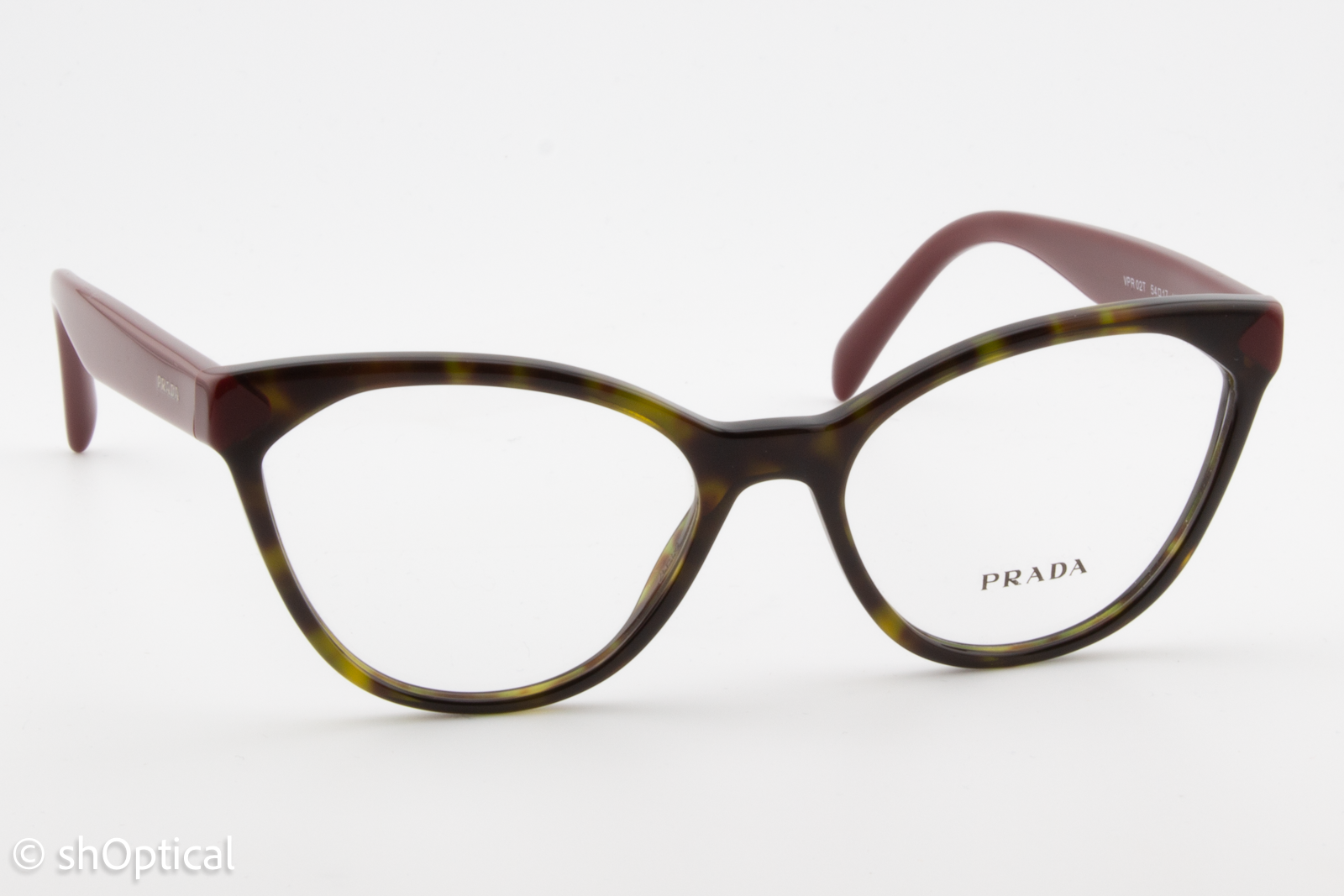 Prada VPR02T  Female Cat Eye Glasses Frame Tortoise Brown Burgundy 54mm