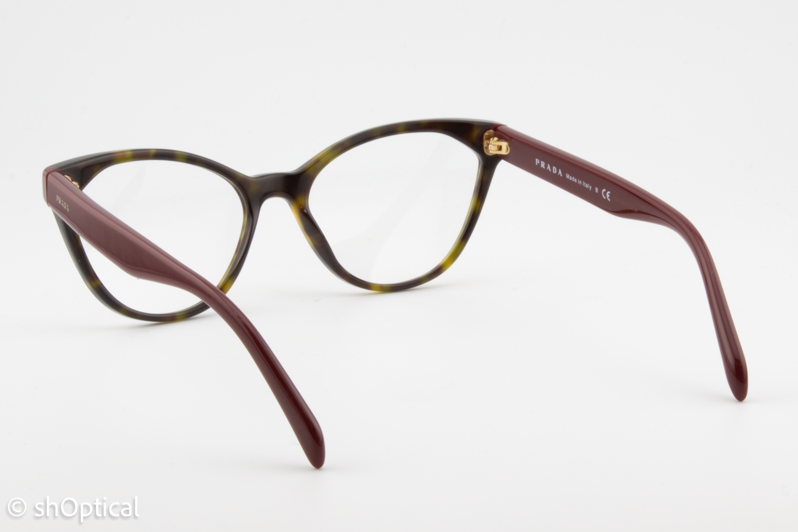 Prada VPR02T  Female Cat Eye Glasses Frame Tortoise Brown Burgundy 54mm
