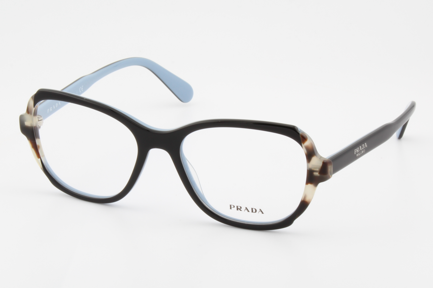 Prada VPR03V  Female Square Glasses Frame Black, Baby Blue 52mm
