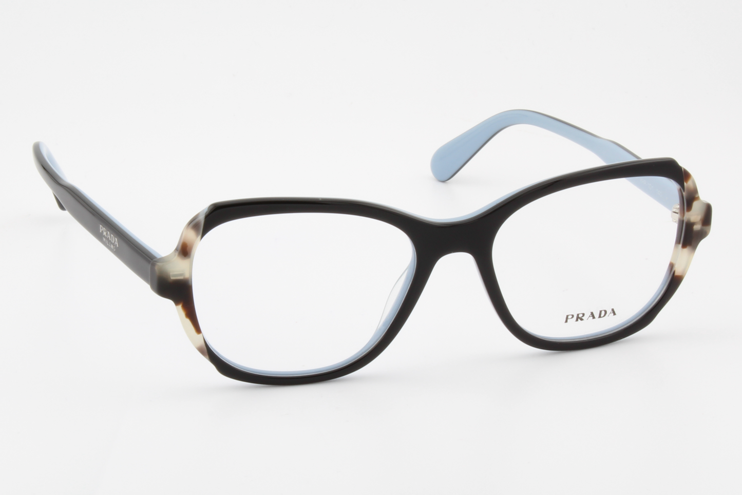 Prada VPR03V  Female Square Glasses Frame Black, Baby Blue 52mm