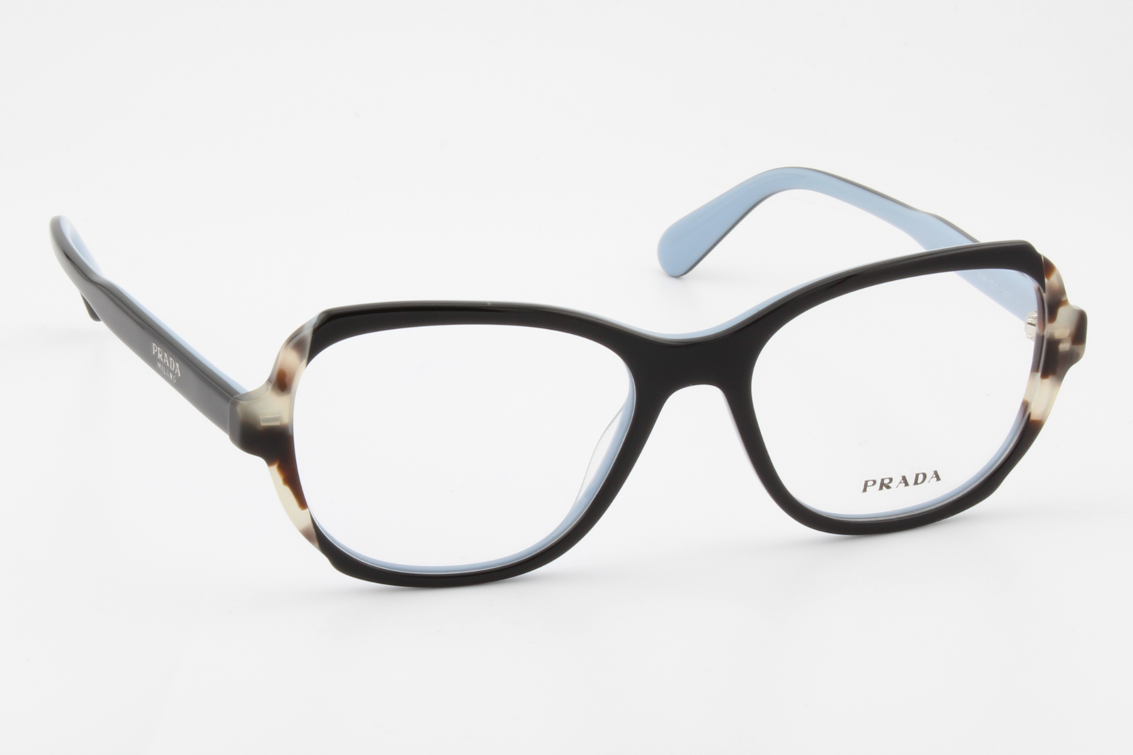 Prada VPR03V  Female Square Glasses Frame Black, Baby Blue 52mm