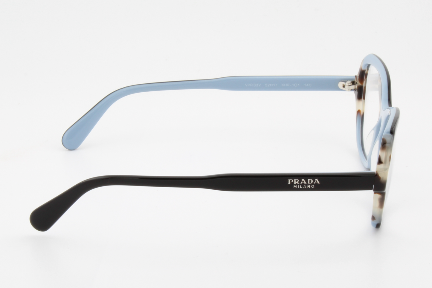 Prada VPR03V  Female Square Glasses Frame Black, Baby Blue 52mm