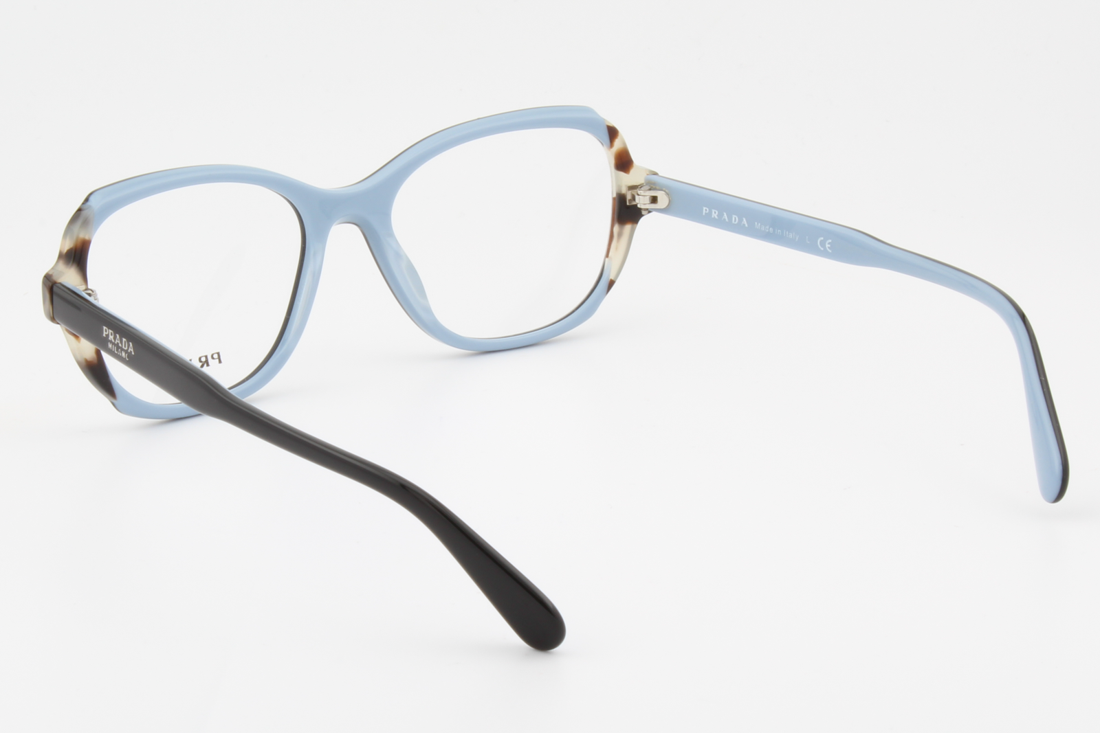 Prada VPR03V  Female Square Glasses Frame Black, Baby Blue 52mm