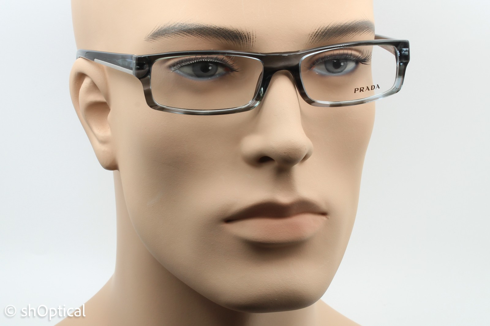 Prada VPR04M  Unisex Rectangular Glasses Frame Grey Brindle 54mm