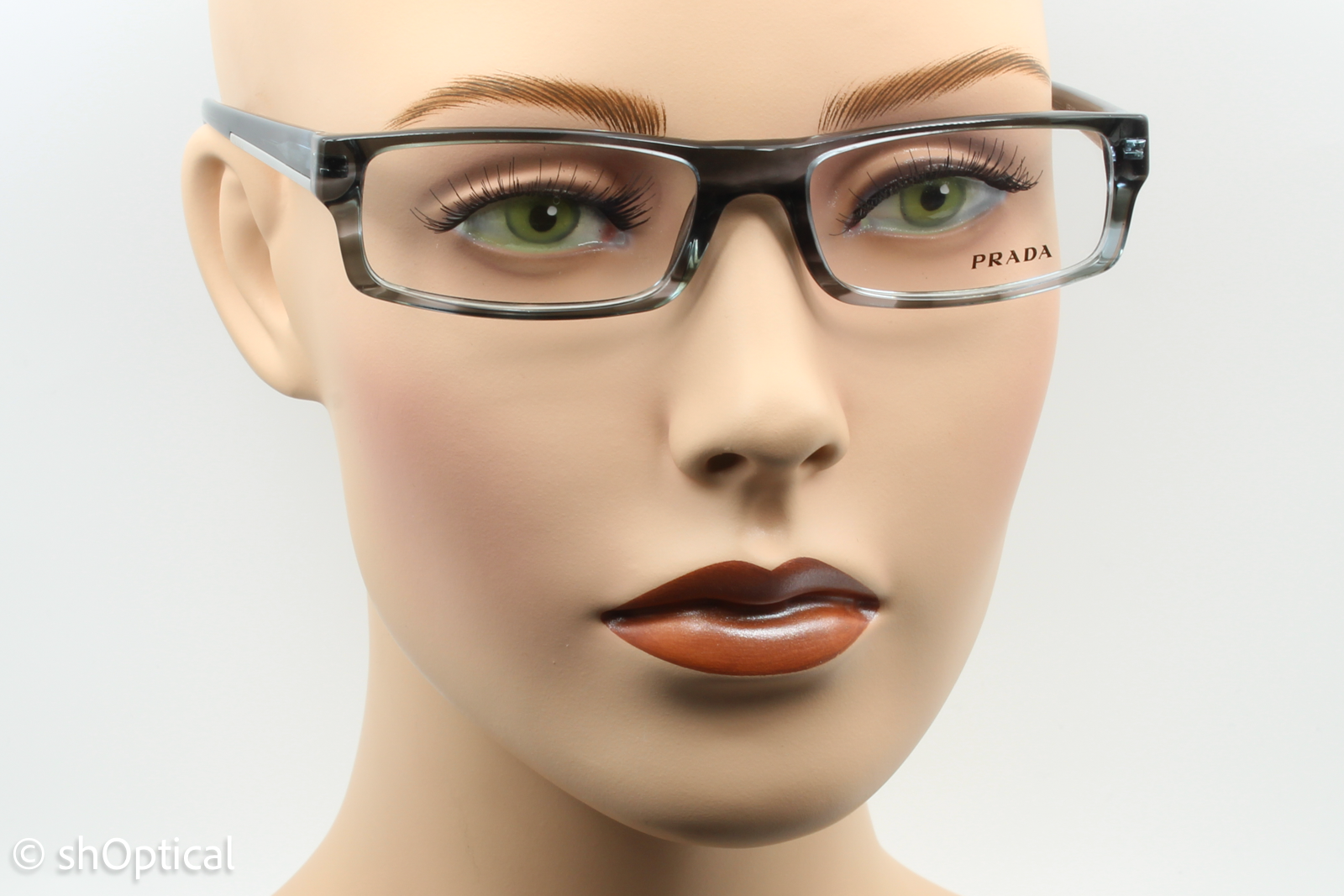 Prada VPR04M  Unisex Rectangular Glasses Frame Grey Brindle 54mm