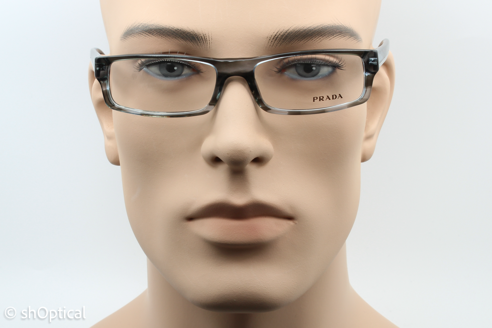 Prada VPR04M  Unisex Rectangular Glasses Frame Grey Brindle 54mm