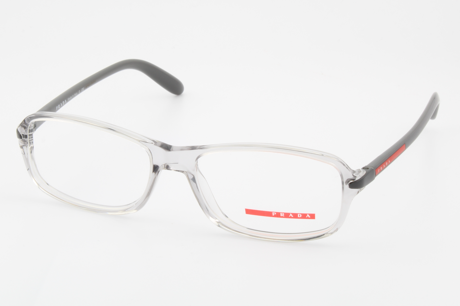 Prada VPS05B  Unisex Rectangular Glasses Frame Transparent, Grey 55mm