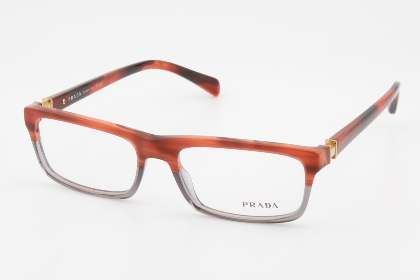 Prada VPR06N  Male Rectangular Glasses Frame Tortoise Bicolour Red 53mm