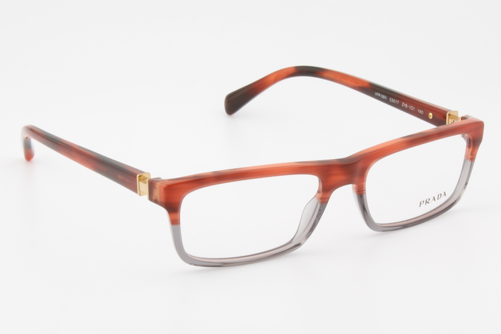 Prada VPR06N  Male Rectangular Glasses Frame Tortoise Bicolour Red 53mm