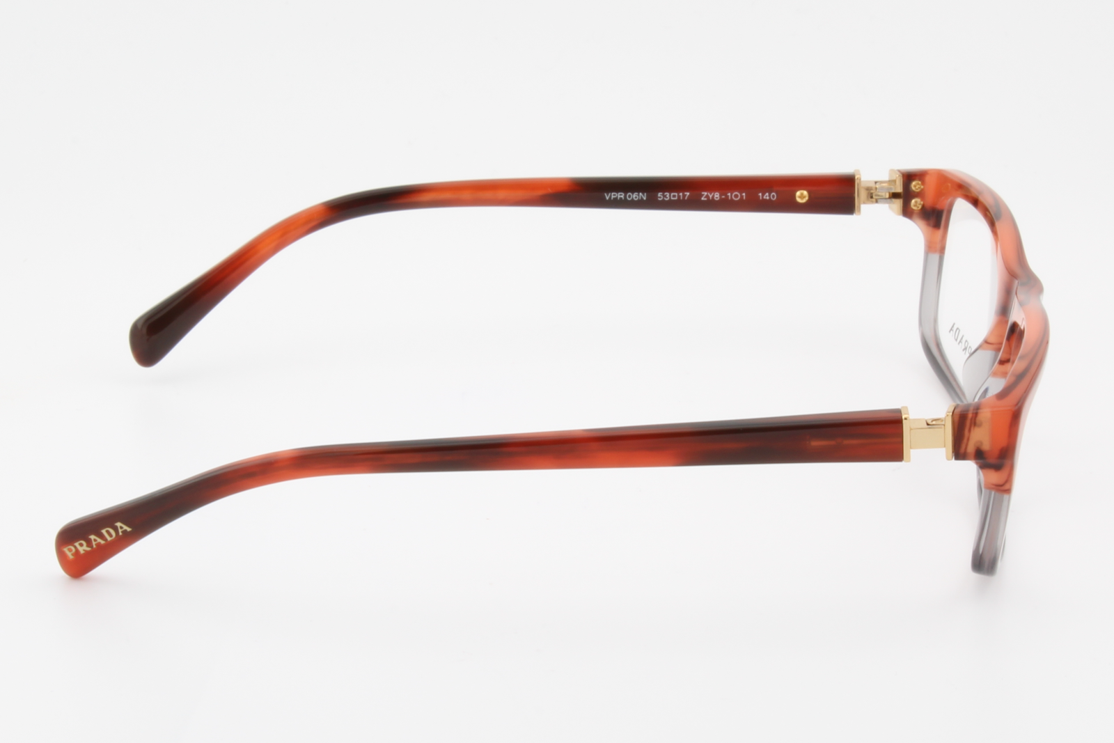 Prada VPR06N  Male Rectangular Glasses Frame Tortoise Bicolour Red 53mm