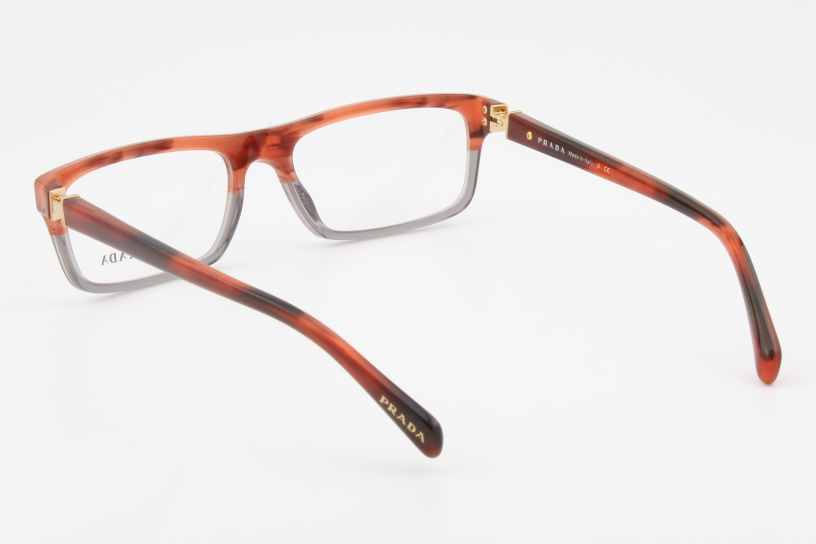 Prada VPR06N  Male Rectangular Glasses Frame Tortoise Bicolour Red 53mm