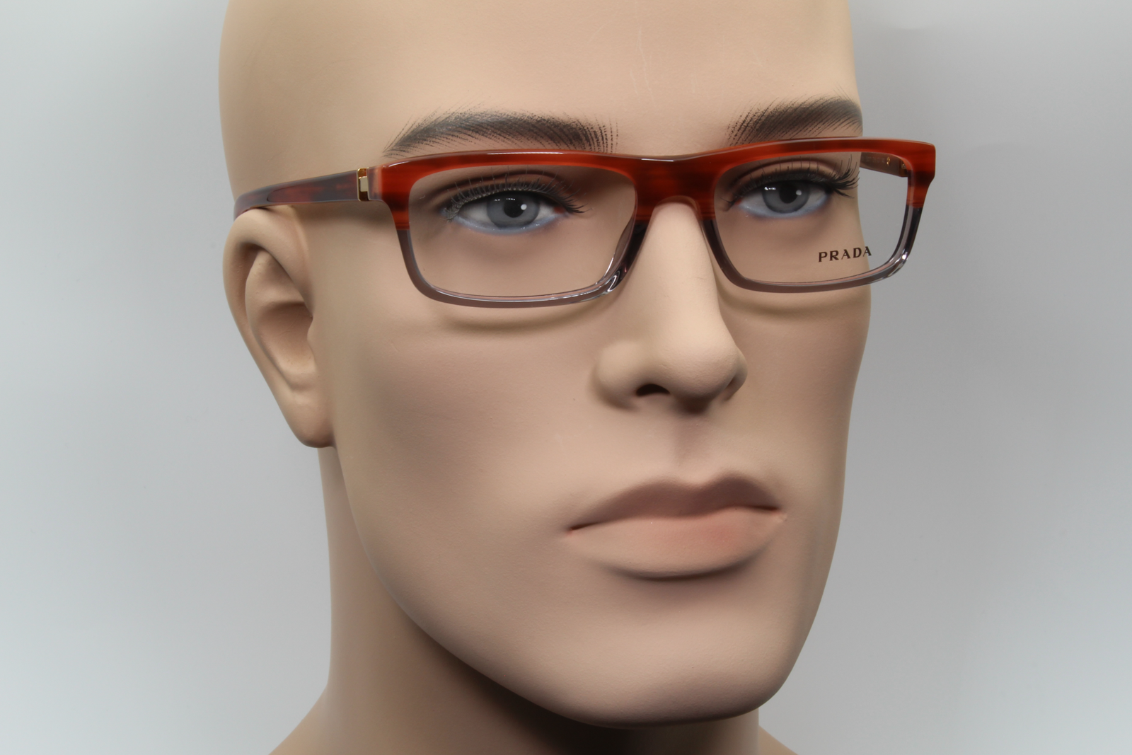 Prada VPR06N  Male Rectangular Glasses Frame Tortoise Bicolour Red 53mm