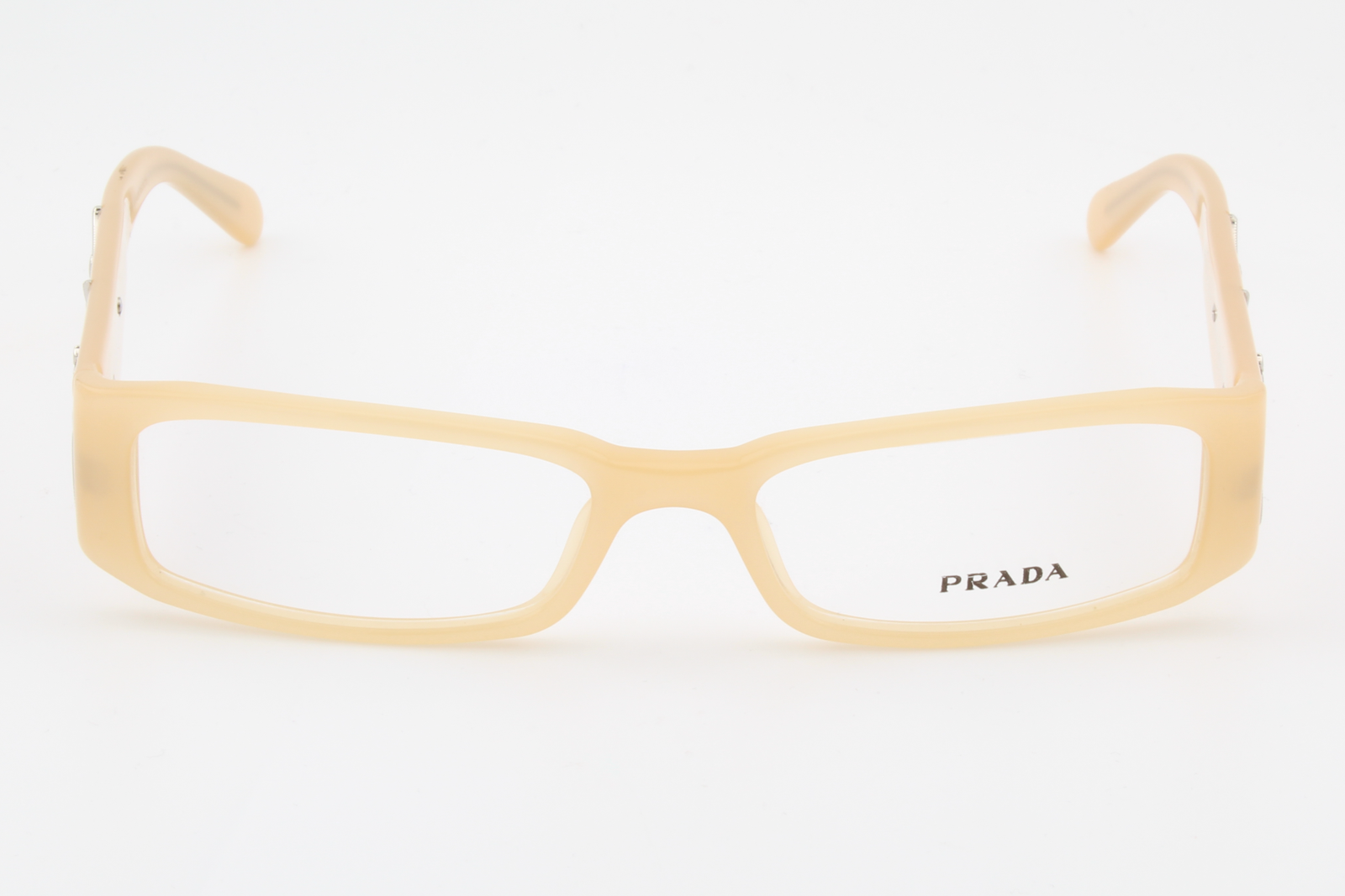 Prada VPR07I  Female Rectangular Glasses Frame Silver Pearled Nude 51mm