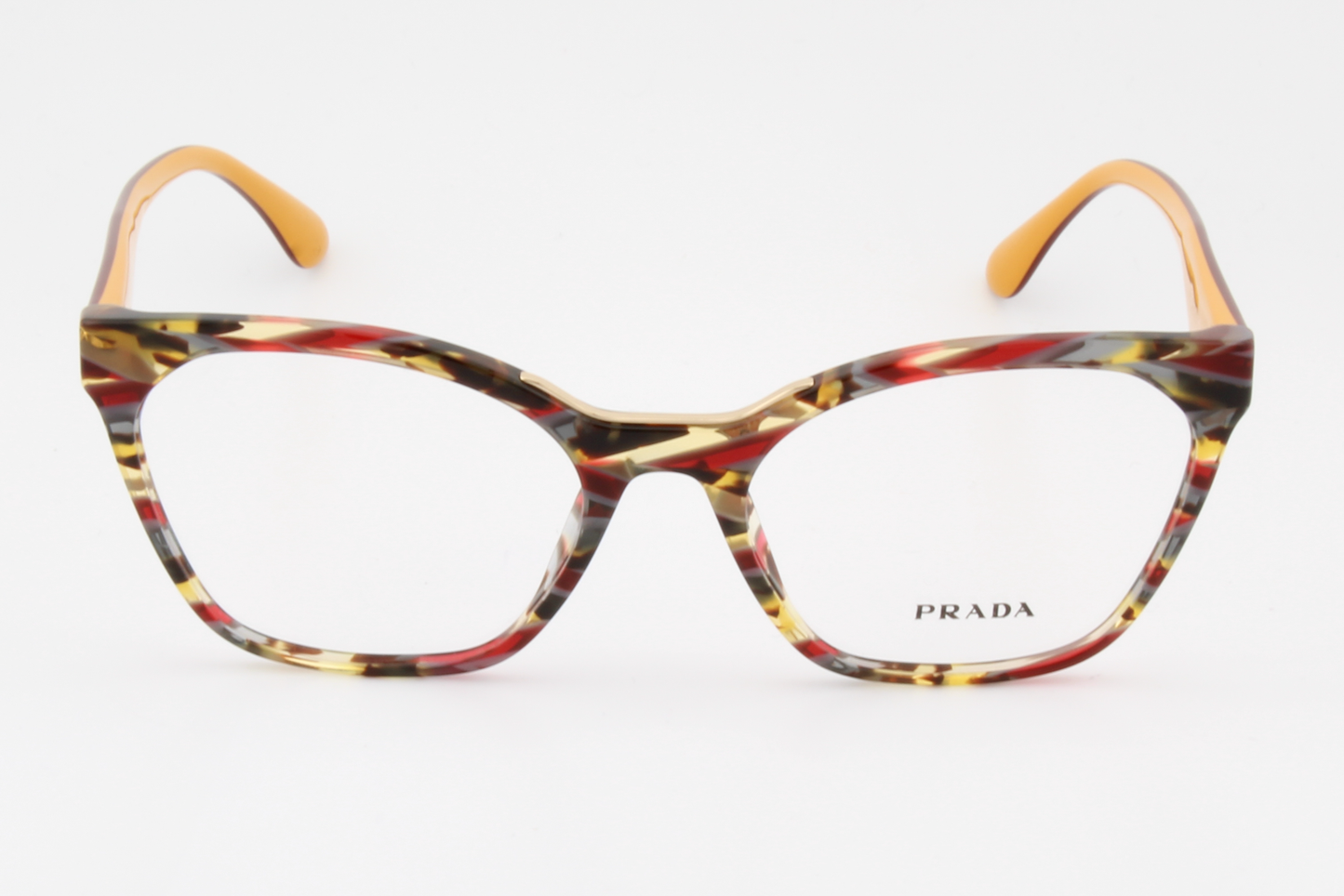 Prada VPR09U  Unisex Square Glasses Frame Burgundy, Grey & Yellow 54mm