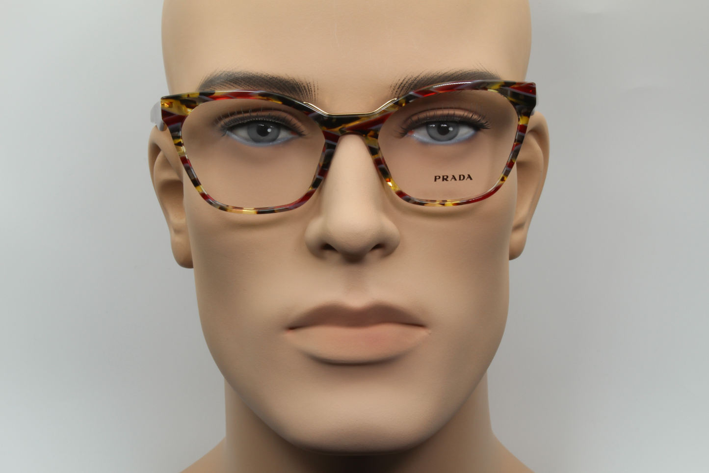 Prada VPR09U  Unisex Square Glasses Frame Burgundy, Grey & Yellow 54mm