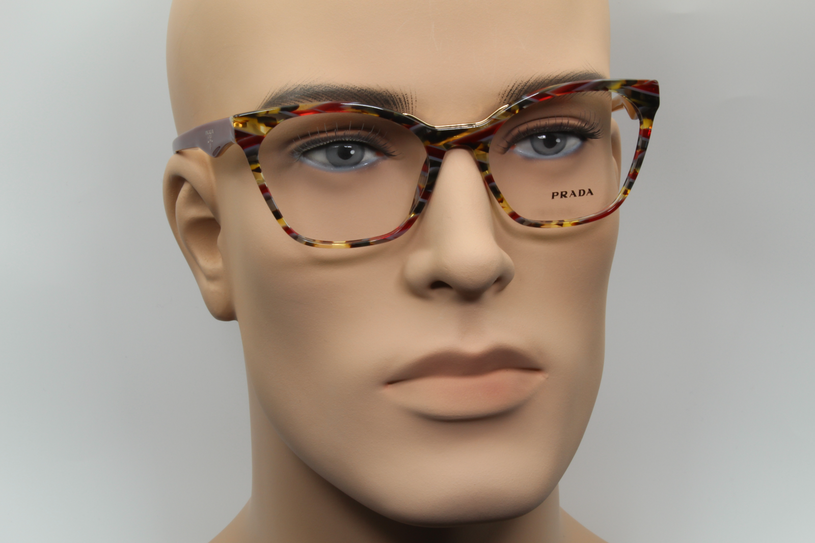 Prada VPR09U  Unisex Square Glasses Frame Burgundy, Grey & Yellow 54mm