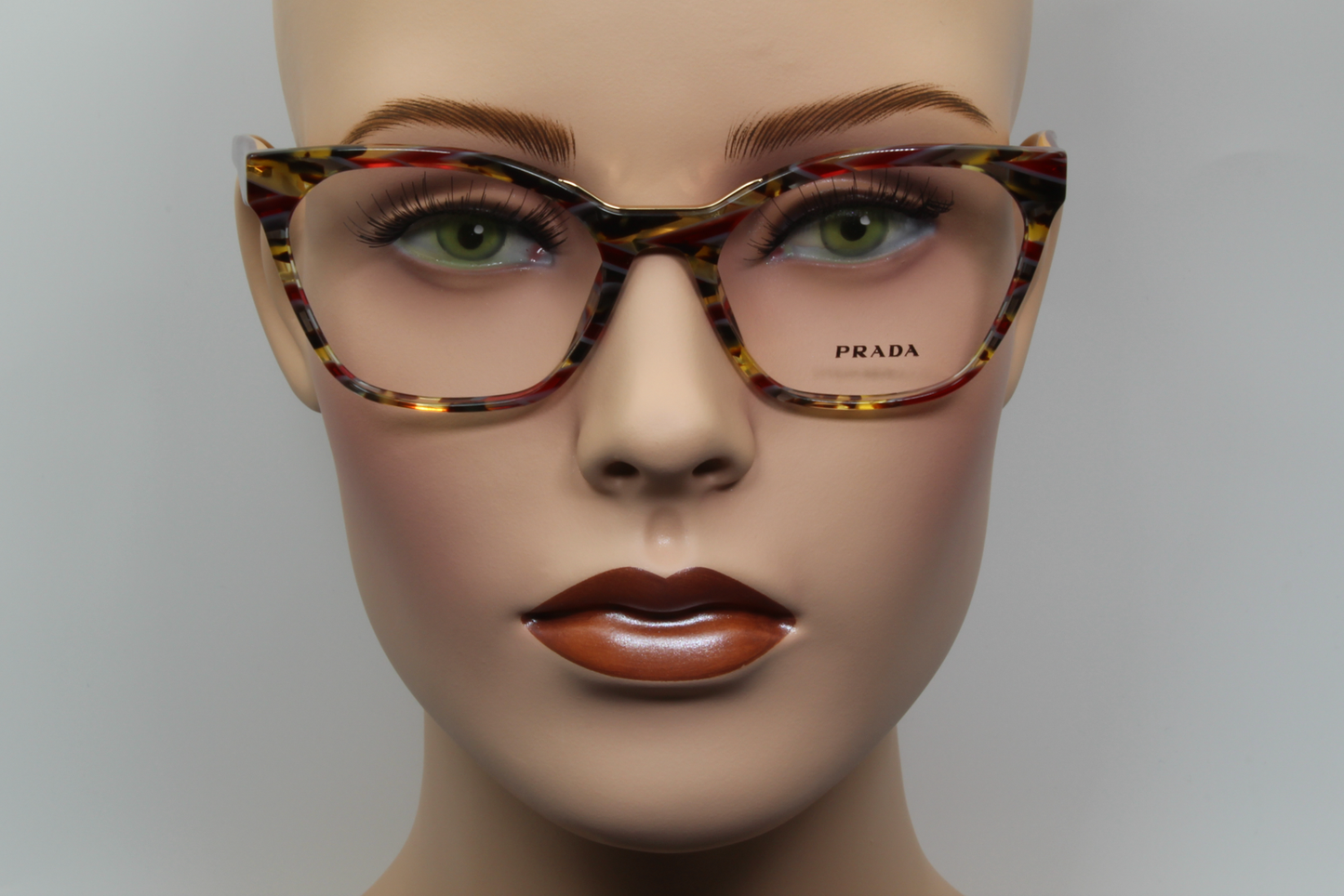 Prada VPR09U  Unisex Square Glasses Frame Burgundy, Grey & Yellow 54mm