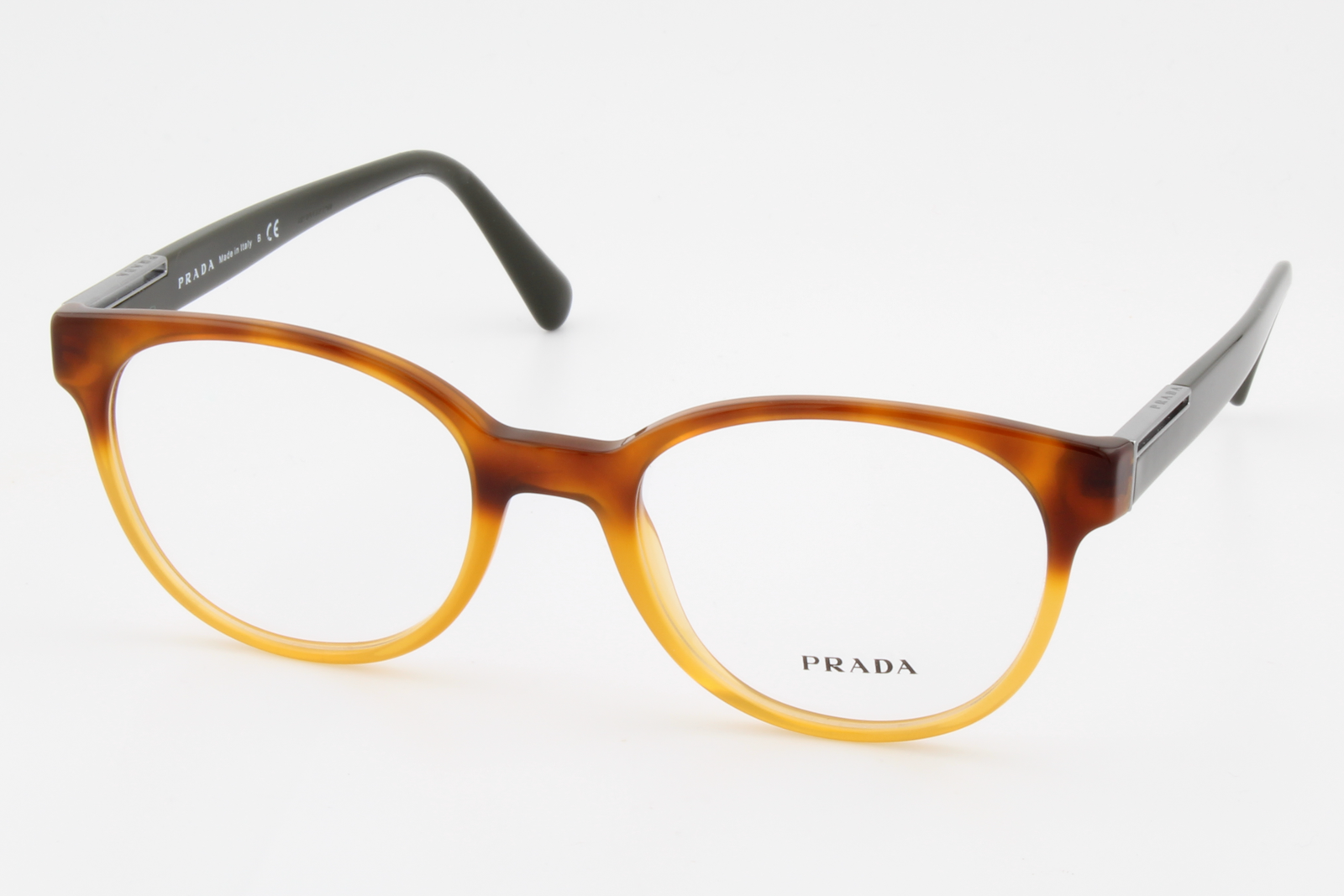 Prada VPR10U  Unisex Round Glasses Frame Havana Gradient 52mm