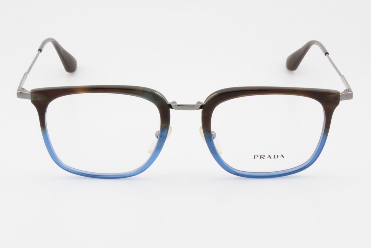 Prada VPR11U  Unisex Square Glasses Frame Havana Gradient Blue, Gunmetal & Brown 51mm