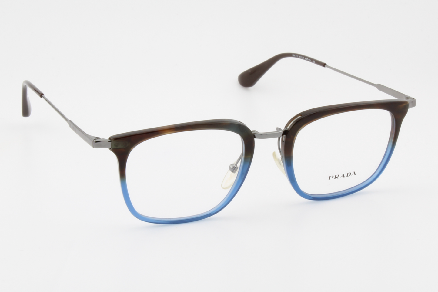 Prada VPR11U  Unisex Square Glasses Frame Havana Gradient Blue, Gunmetal & Brown 51mm