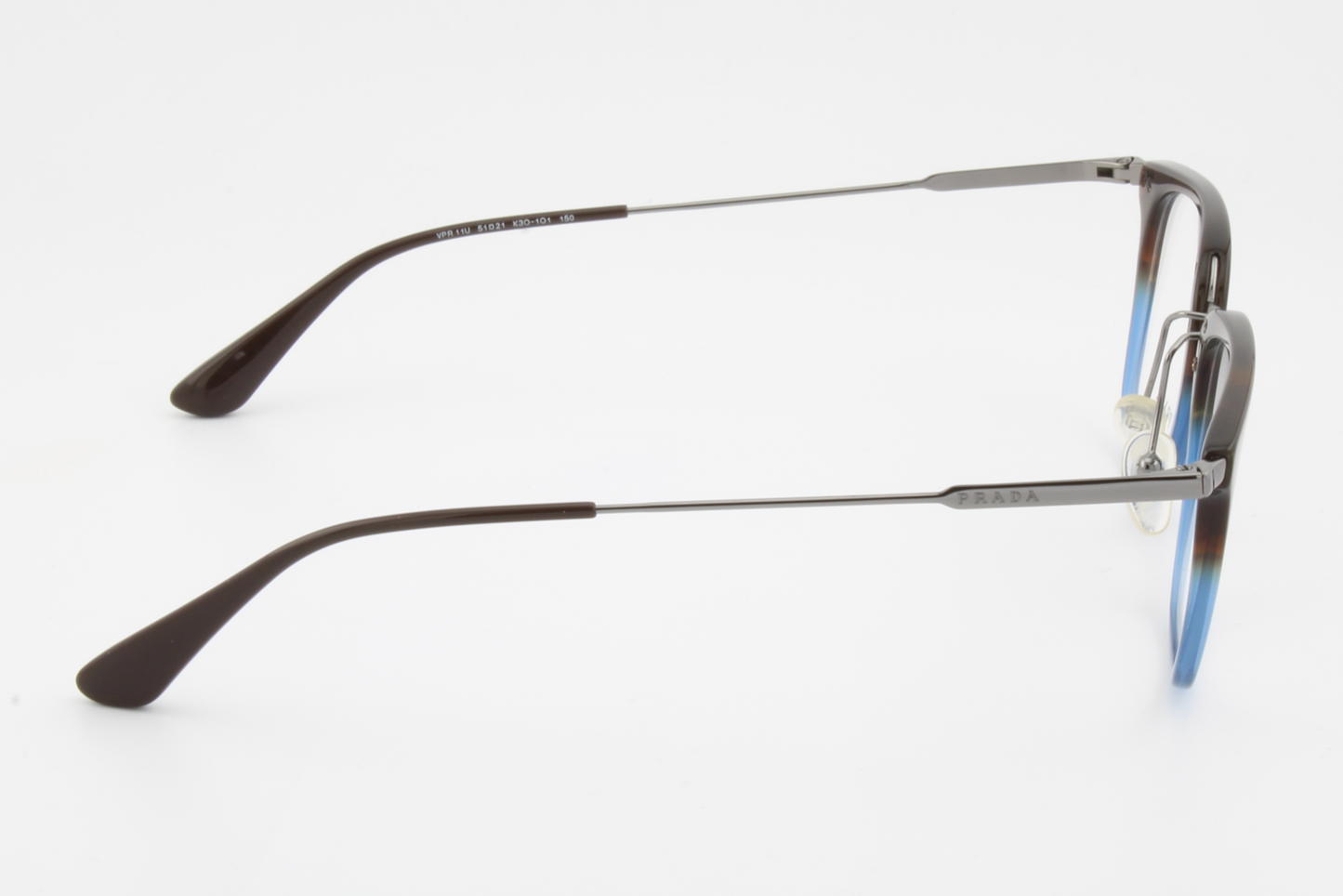 Prada VPR11U  Unisex Square Glasses Frame Havana Gradient Blue, Gunmetal & Brown 51mm