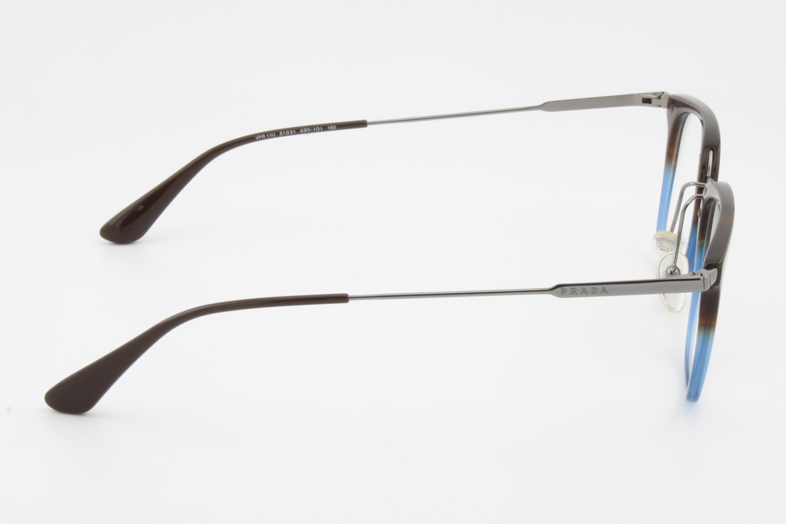 Prada VPR11U  Unisex Square Glasses Frame Havana Gradient Blue, Gunmetal & Brown 51mm