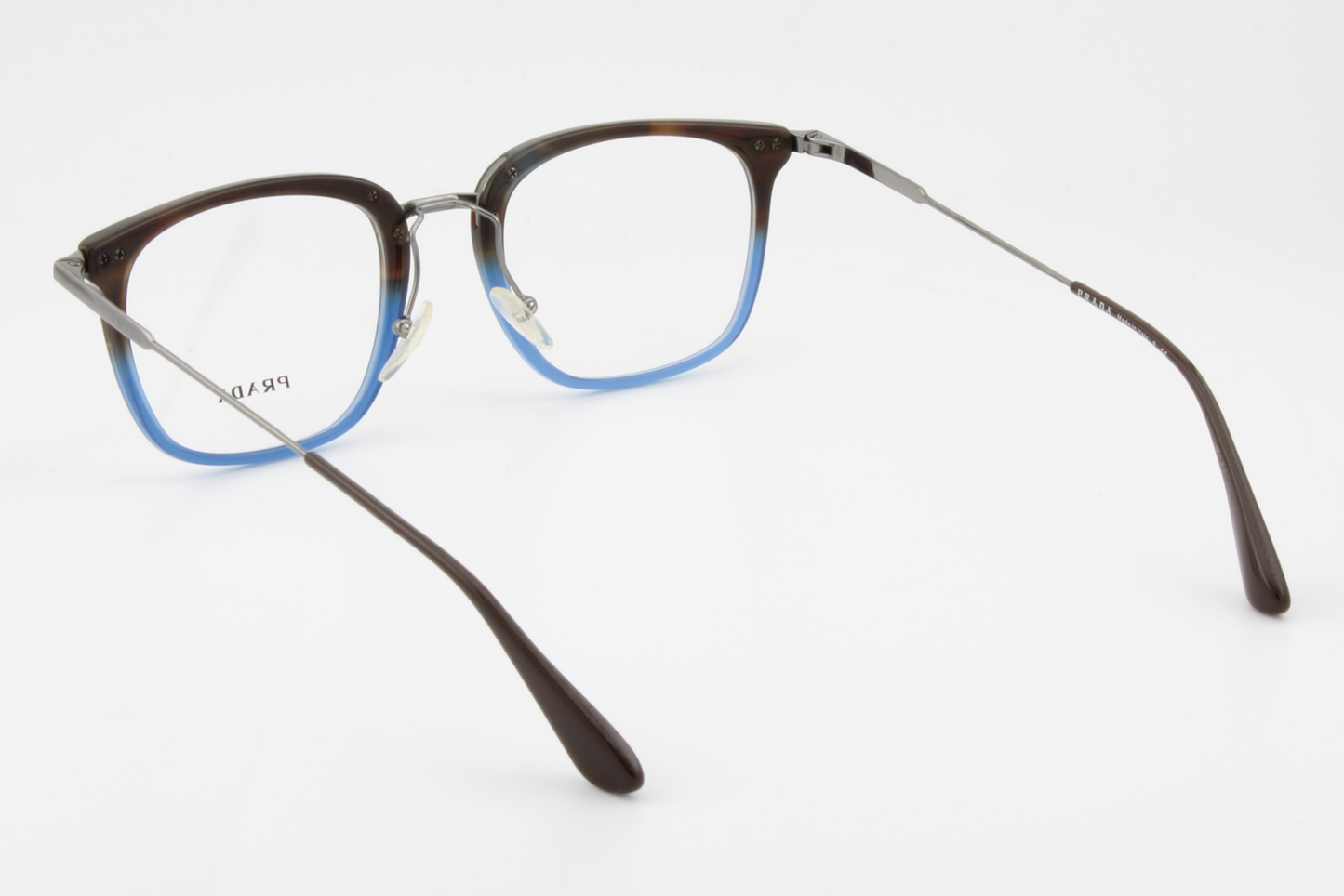 Prada VPR11U  Unisex Square Glasses Frame Havana Gradient Blue, Gunmetal & Brown 51mm