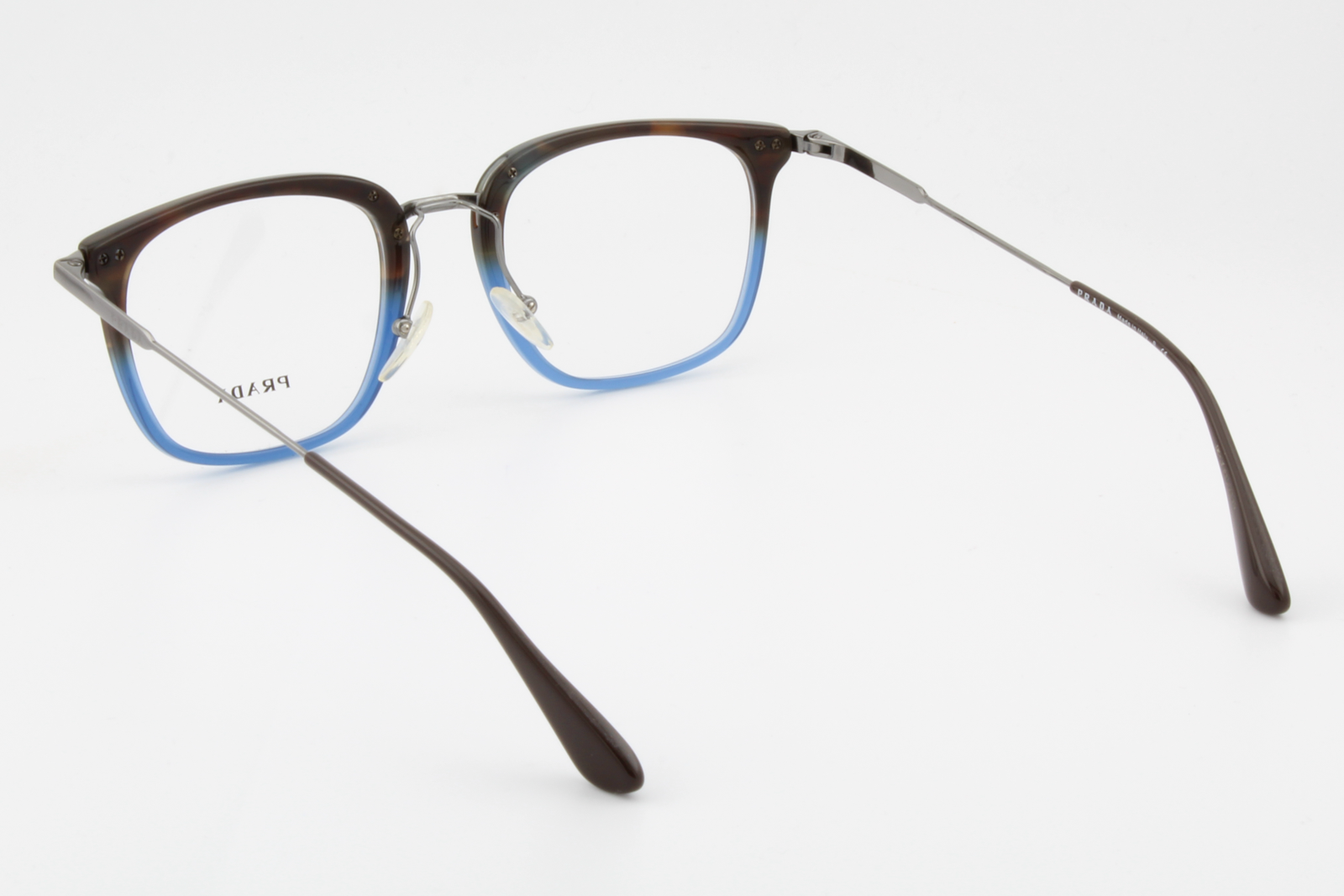Prada VPR11U  Unisex Square Glasses Frame Havana Gradient Blue, Gunmetal & Brown 51mm