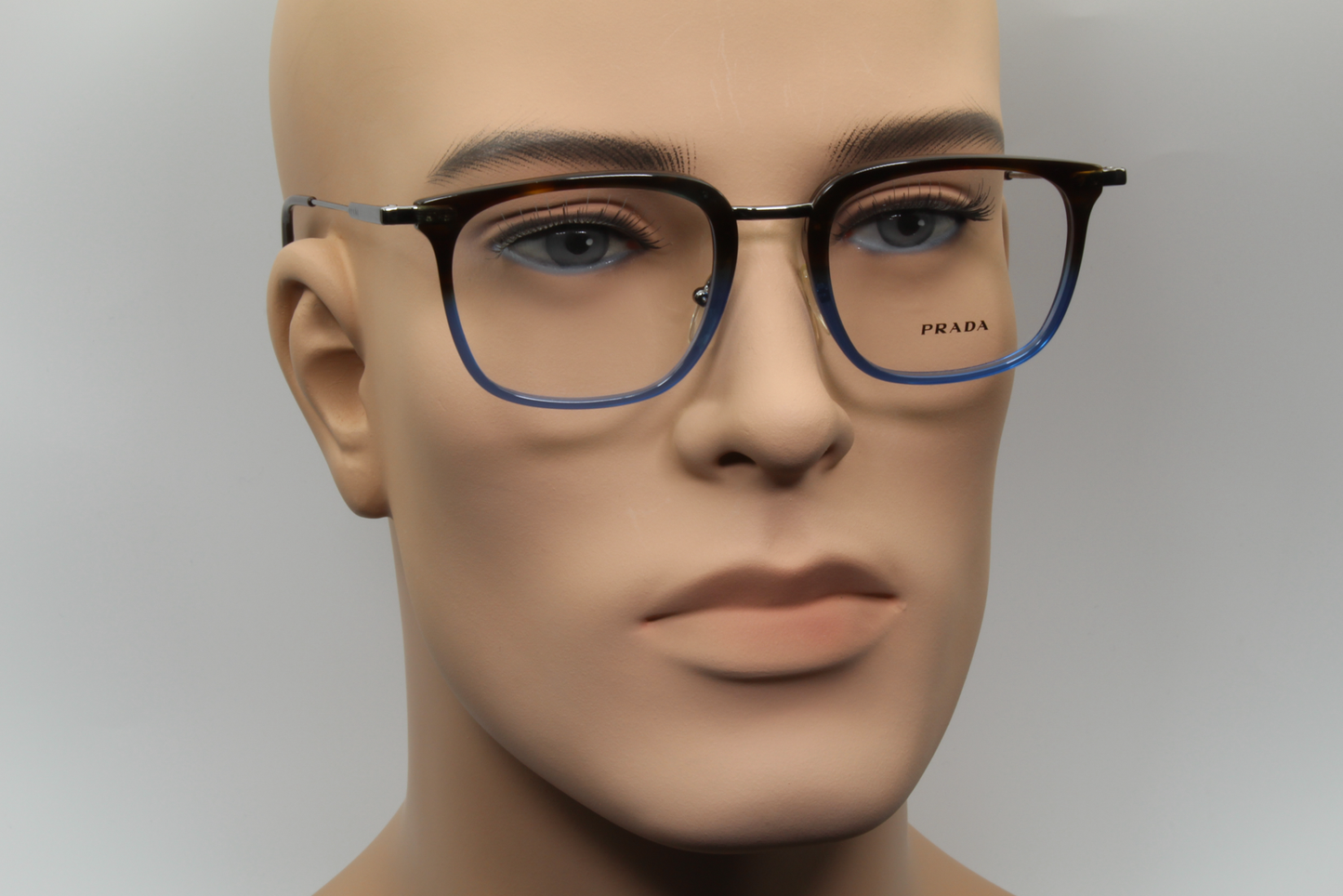 Prada VPR11U  Unisex Square Glasses Frame Havana Gradient Blue, Gunmetal & Brown 51mm