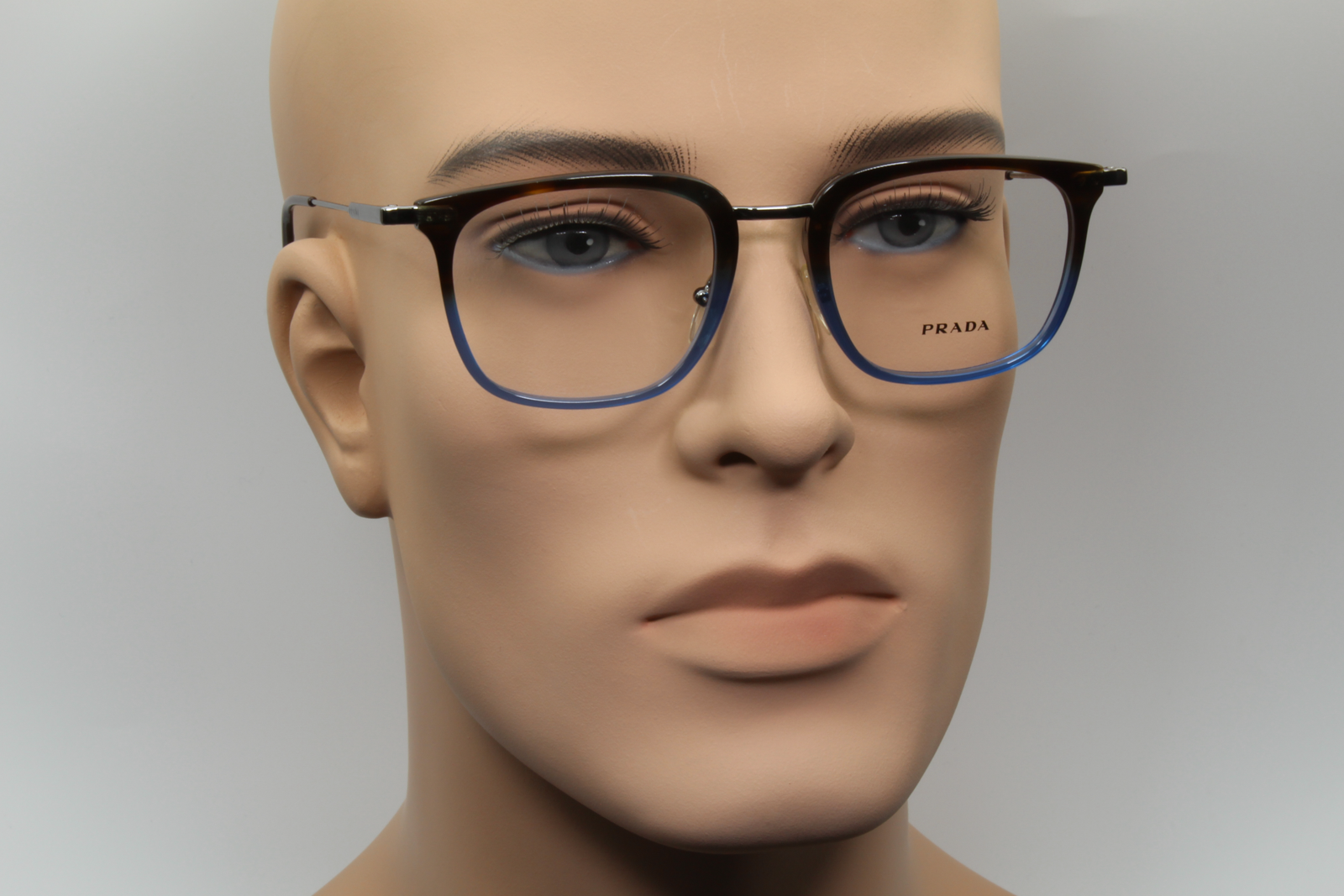 Prada VPR11U  Unisex Square Glasses Frame Havana Gradient Blue, Gunmetal & Brown 51mm