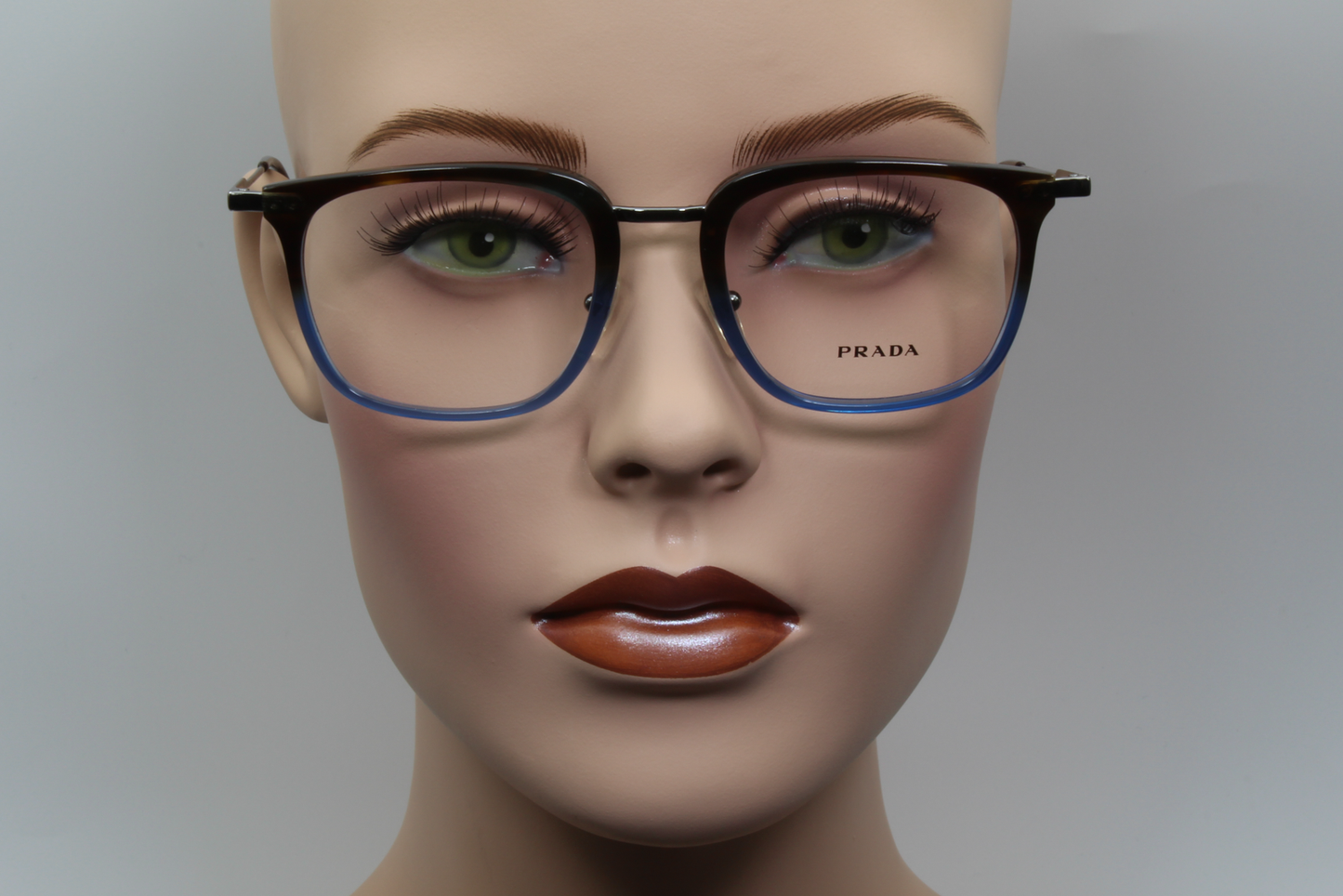 Prada VPR11U  Unisex Square Glasses Frame Havana Gradient Blue, Gunmetal & Brown 51mm