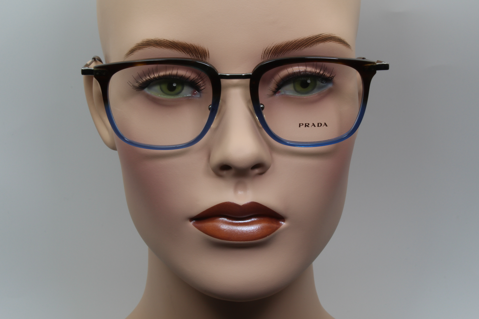 Prada VPR11U  Unisex Square Glasses Frame Havana Gradient Blue, Gunmetal & Brown 51mm