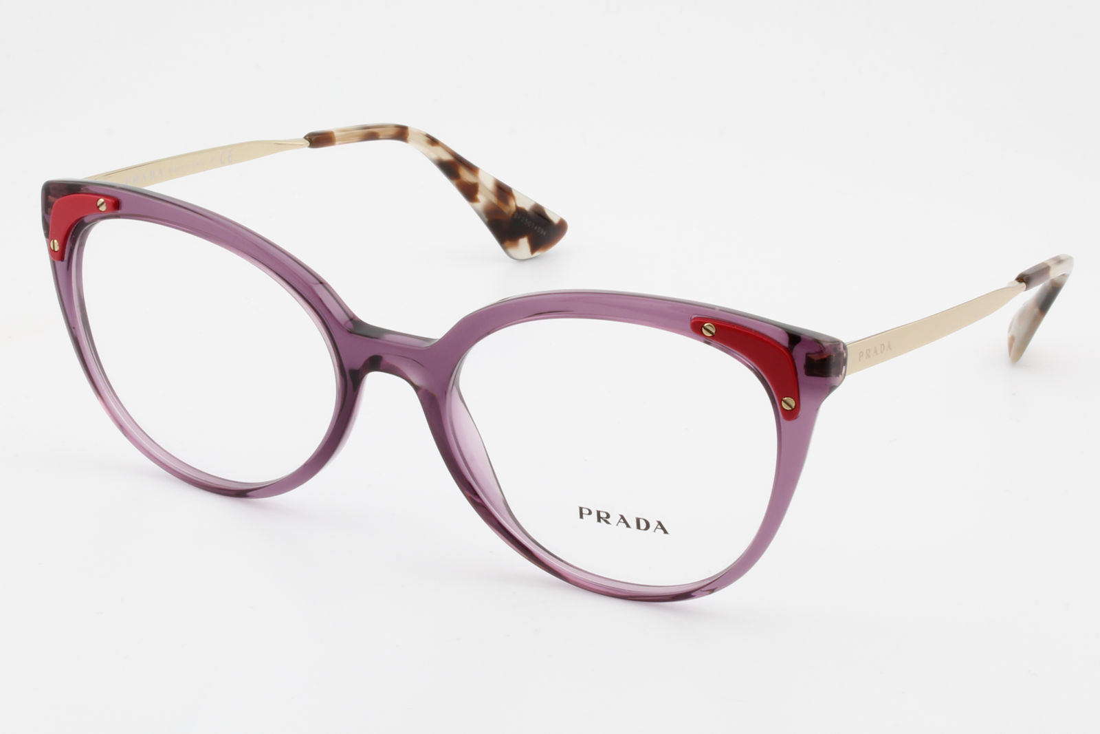 Prada VPR12U  Female Cat Eye Glasses Frame Purple & Gold 53mm