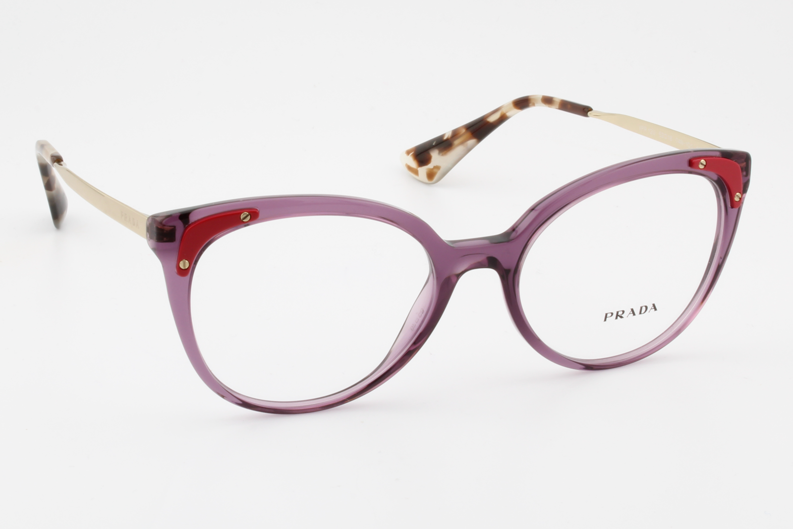 Prada VPR12U  Female Cat Eye Glasses Frame Purple & Gold 53mm