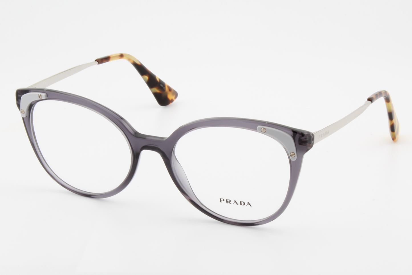 Prada VPR12U  Female Cat Eye Glasses Frame Transparent Grey 53mm
