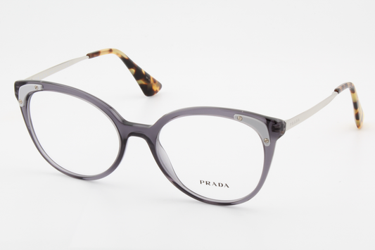 Prada VPR12U  Female Cat Eye Glasses Frame Transparent Grey 53mm
