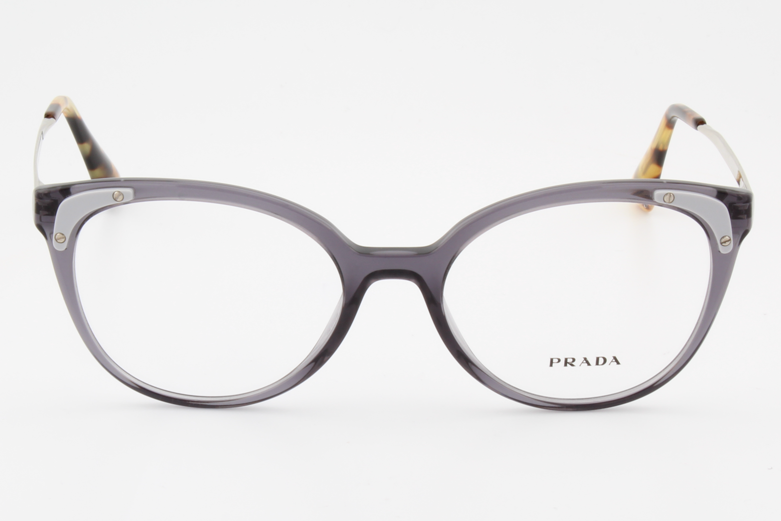 Prada VPR12U  Female Cat Eye Glasses Frame Transparent Grey 53mm