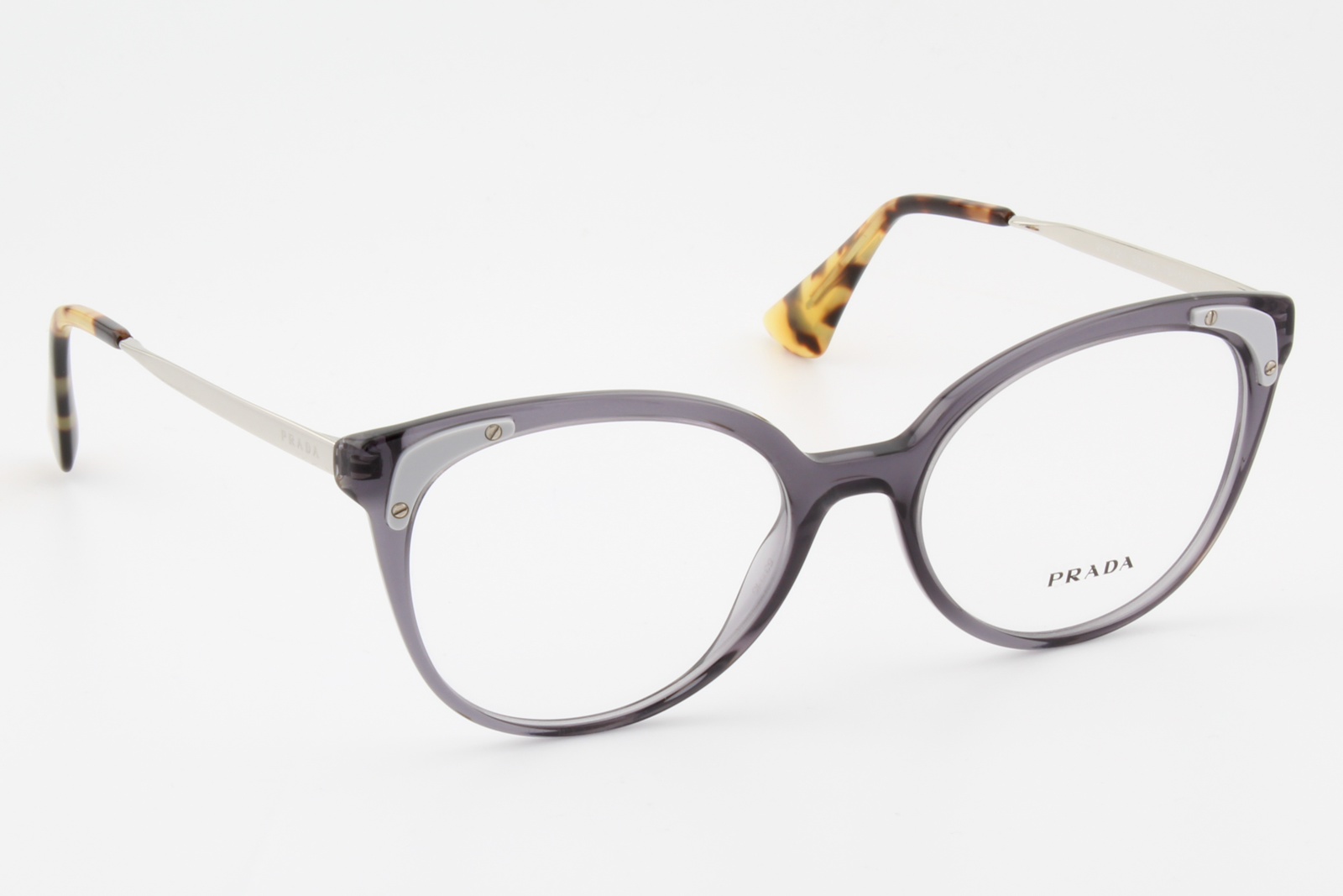 Prada VPR12U  Female Cat Eye Glasses Frame Transparent Grey 53mm