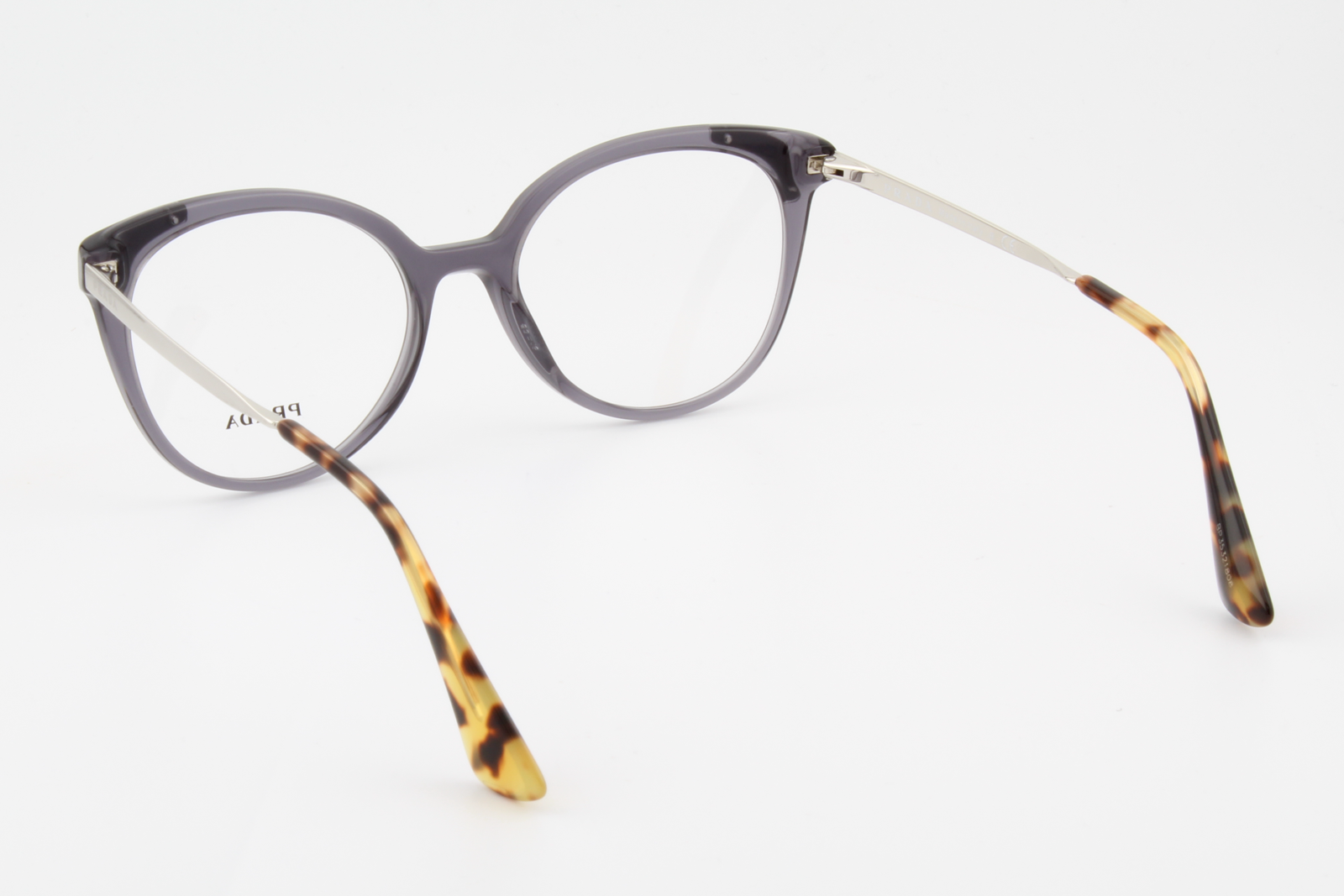 Prada VPR12U  Female Cat Eye Glasses Frame Transparent Grey 53mm